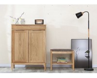 Nordic Natural Solid Oak 2 Door Shoe Cabinet (new arrival)